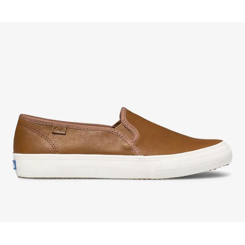 Keds Double Decker Slip On Leather Sneakers Damen Braun | 06871PARV