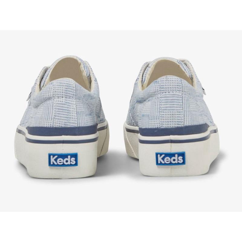 Keds Jump Kick Duo Canvas Crosshatch Platform Sneakers Damen Blau | 46932XWZL