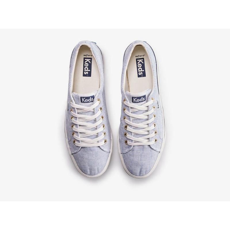 Keds Jump Kick Duo Canvas Crosshatch Platform Sneakers Damen Blau | 46932XWZL