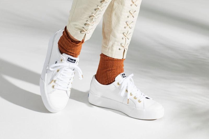 Keds Jump Kick Duo Leder Leather Sneakers Damen Weiß | 34198AZVJ