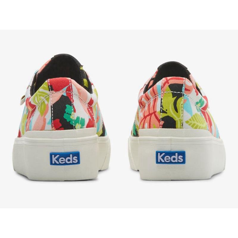 Keds Jump Kick Duo Tropical Print Platform Sneakers Damen Schwarz Koralle | 27849TAVN