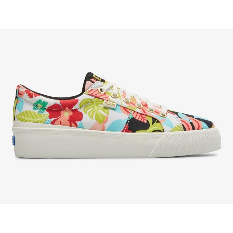 Keds Jump Kick Duo Tropical Print Platform Sneakers Damen Schwarz Koralle | 27849TAVN