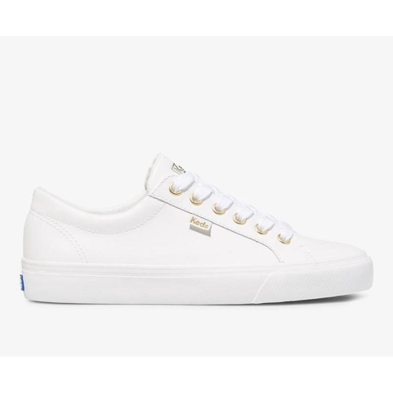 Keds Jump Kick Leather Sneakers Damen Weiß Gold | 75103GFER