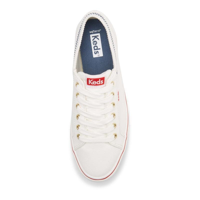 Keds Jump Kick Rib Knit Collar Canvas Canvas Damen White/Red | 57092BZPI