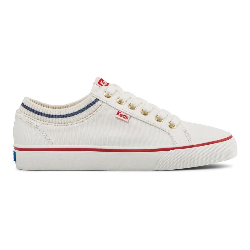 Keds Jump Kick Rib Knit Collar Canvas Canvas Damen White/Red | 57092BZPI