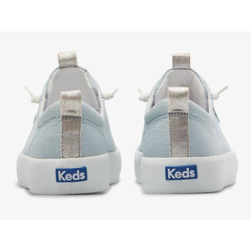 Keds Kickback Canvas Dots Print Halbschuhe Damen Hellblau Silber | 62798WBGC