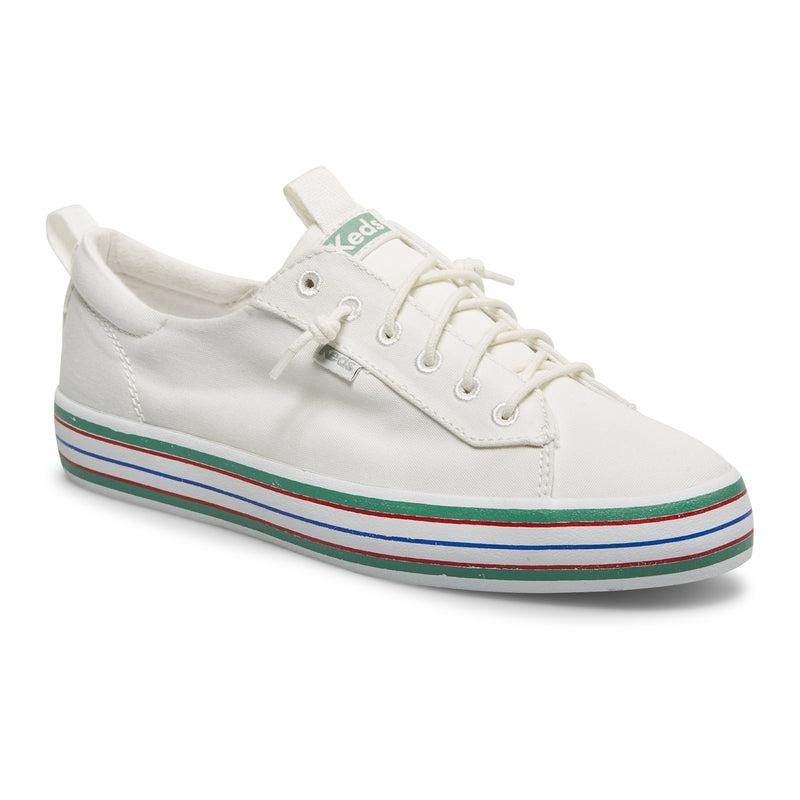 Keds Kickback Canvas Stripe Foxing Halbschuhe Damen Weiß | 16928DRZM