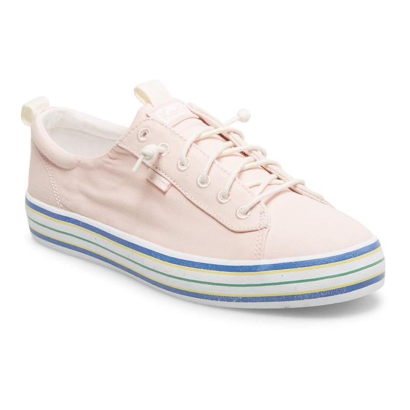 Keds Kickback Canvas Stripe Foxing Halbschuhe Damen Rosa | 02795SJKZ