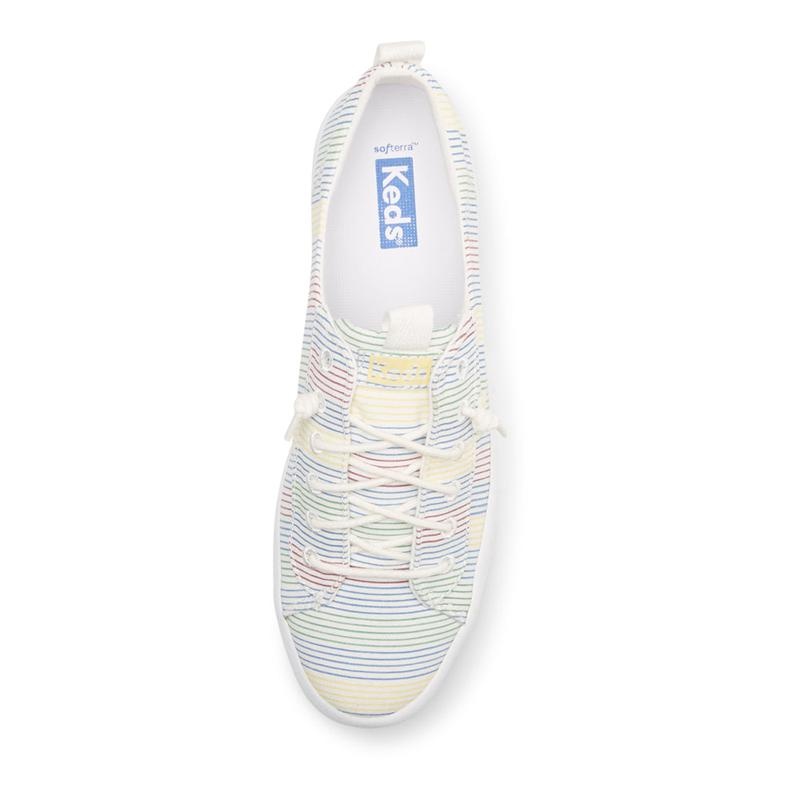 Keds Kickback Canvas Surf Stripe Canvas Damen White/Multicolor | 63072VGAI