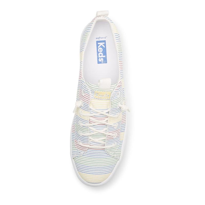 Keds Kickback Canvas Surf Stripe Halbschuhe Damen White/Multicolor | 05942MQVK