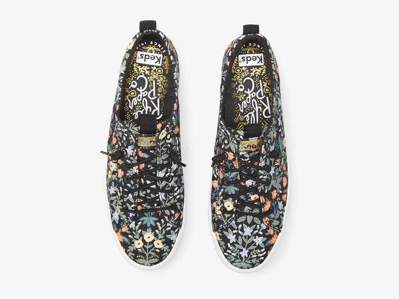 Keds Kickback Rifle Paper Co. Lottie Canvas Damen Schwarz | 29183UGIQ