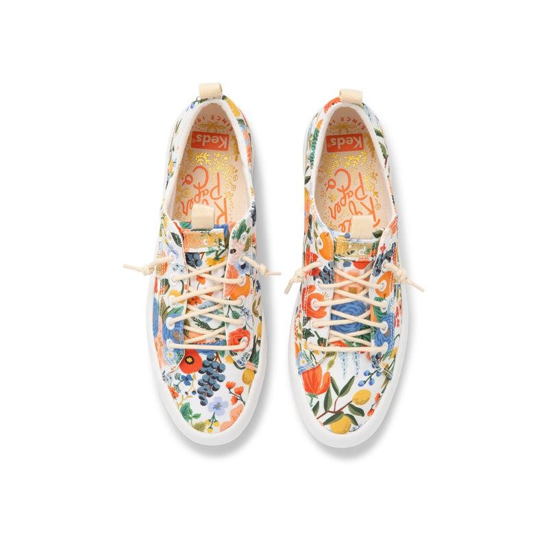 Keds Kickback Rifle Paper Co Garden Party Prints Damen White/Multicolor | 73586WCVJ