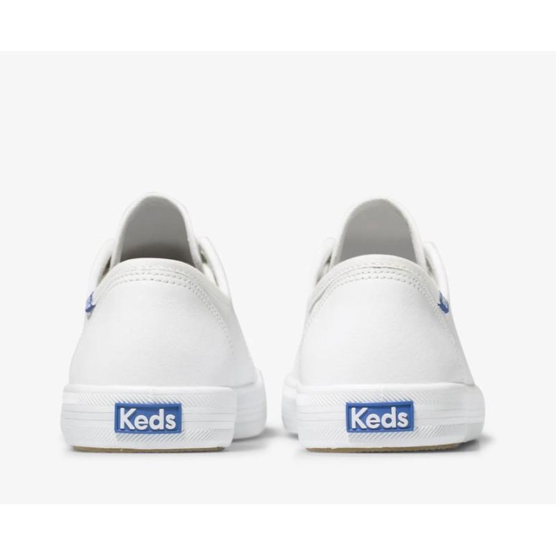 Keds Kickstart Leather Sneakers Damen White/Blue | 28473JVKB