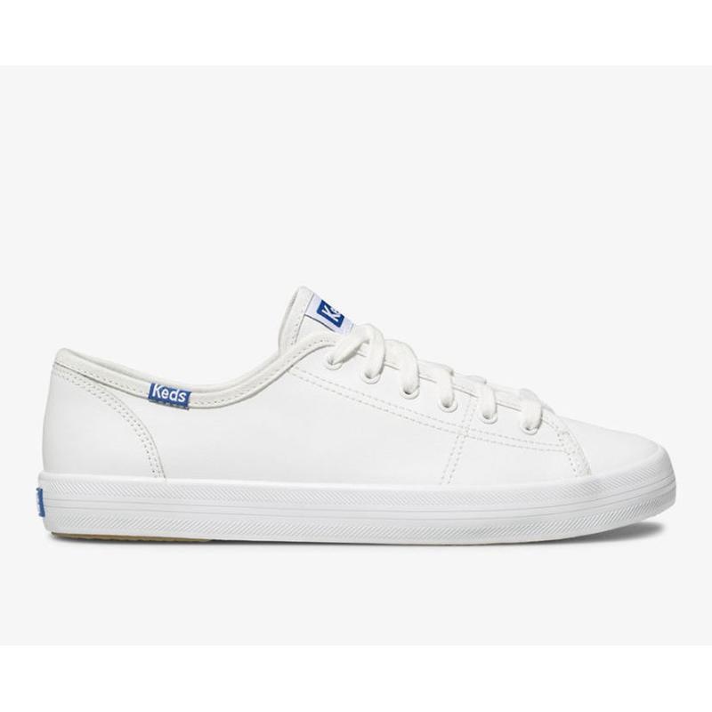 Keds Kickstart Leather Sneakers Damen White/Blue | 28473JVKB