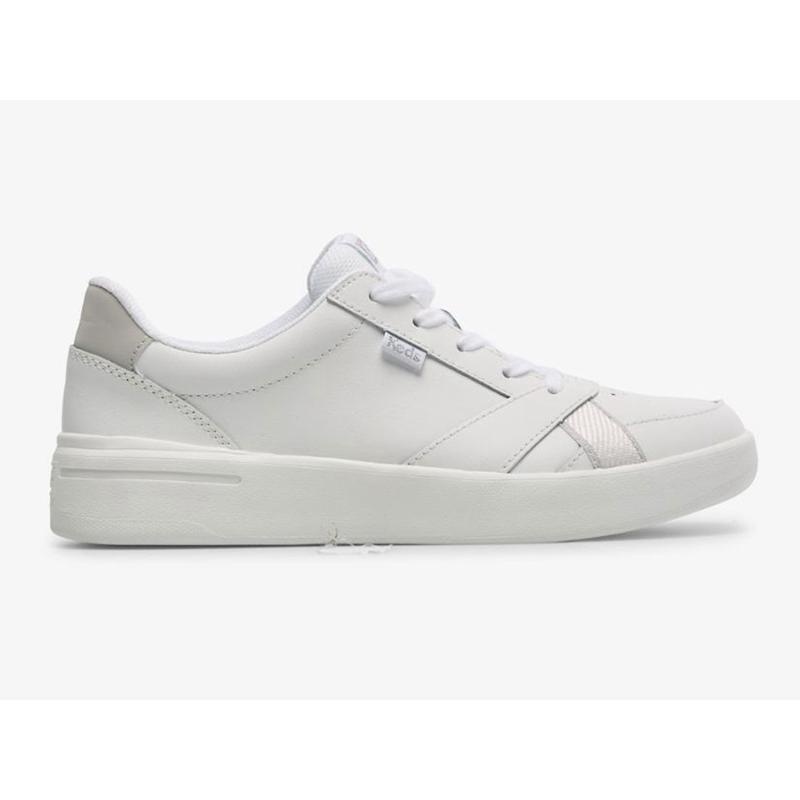 Keds The Court Leather Sneakers Damen Weiß Weiß | 84521KQJE