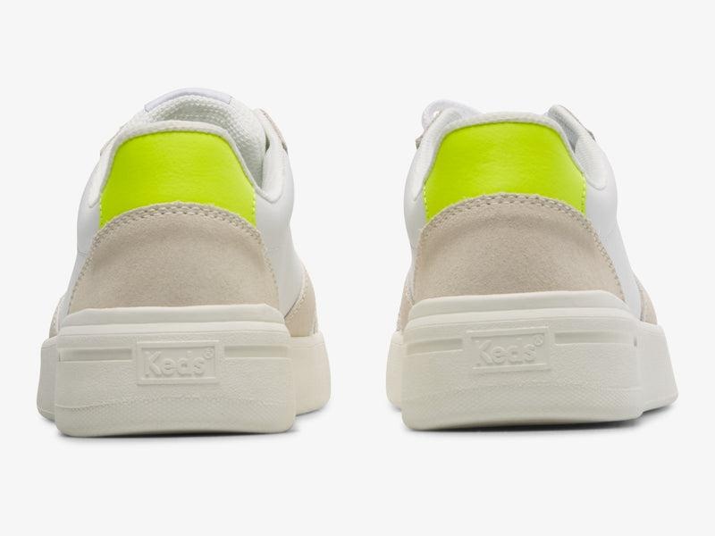 Keds The Court Leder/Wildleder/Lime Leather Sneakers Damen White/Lime | 63479UAHI