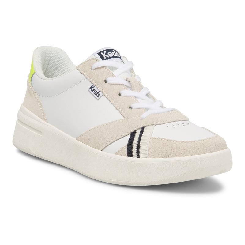 Keds The Court Leder/Wildleder/Lime Leather Sneakers Damen White/Lime | 63479UAHI