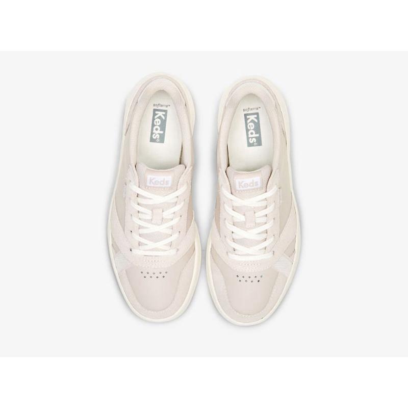 Keds The Court Leder/Wildleder Lace Ups Damen Hellrosa Weiß | 32694QLTV