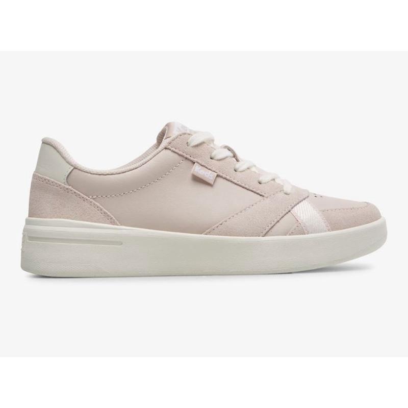 Keds The Court Leder/Wildleder Lace Ups Damen Hellrosa Weiß | 32694QLTV