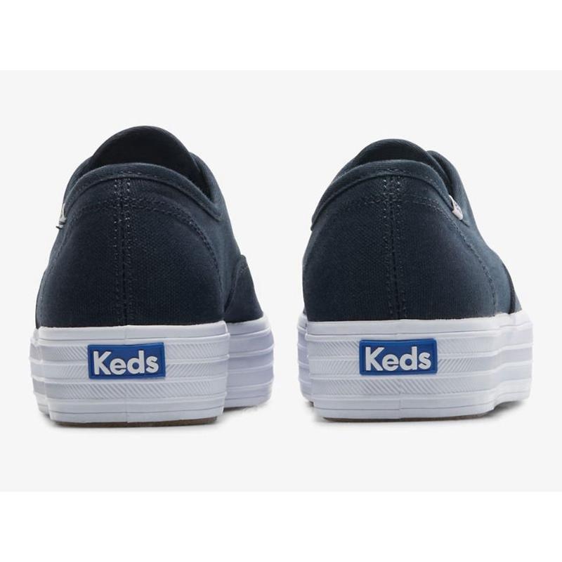 Keds The Plattform Canvas Lace Ups Damen Navy | 92876VCMK