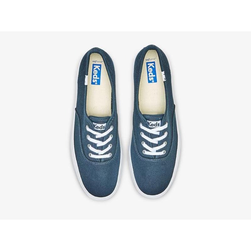 Keds The Plattform Canvas Lace Ups Damen Navy | 92876VCMK