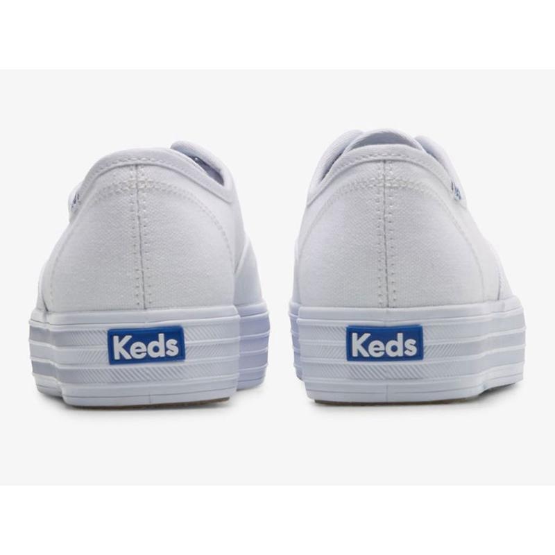 Keds The Plattform Canvas Lace Ups Damen Weiß | 36450CPWI