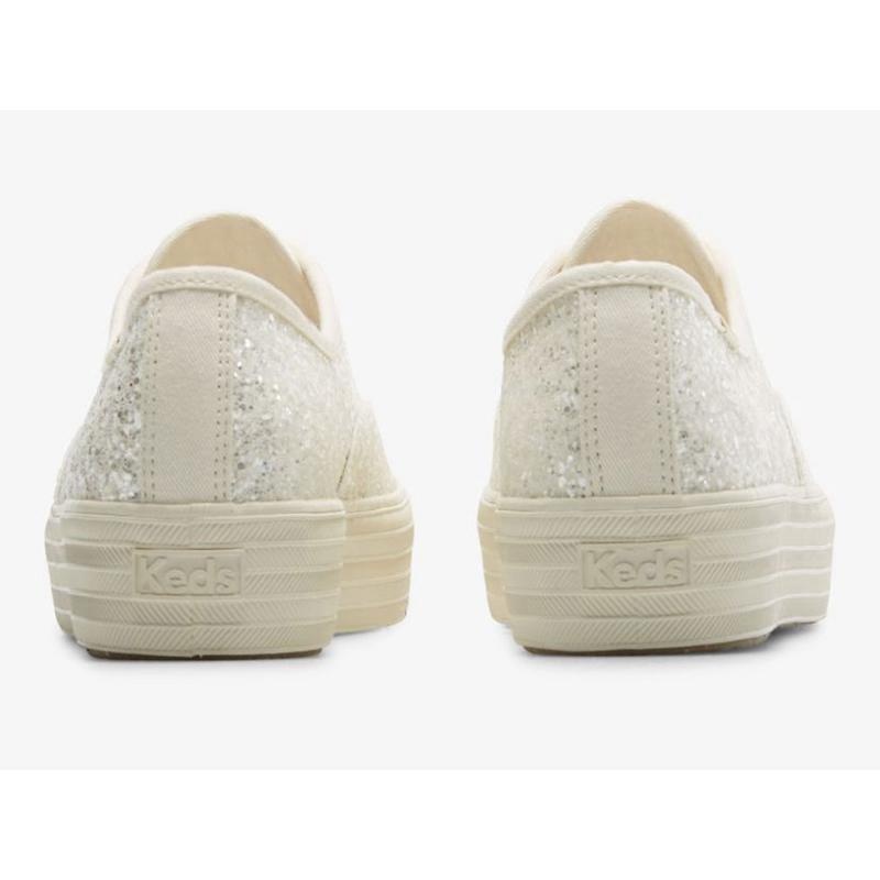 Keds The Plattform Glitter Celebration Lace Ups Damen Weiß Weiß | 72135DWAR