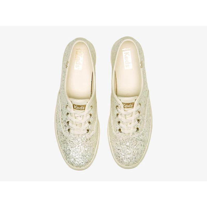 Keds The Plattform Glitter Celebration Lace Ups Damen Weiß Weiß | 72135DWAR