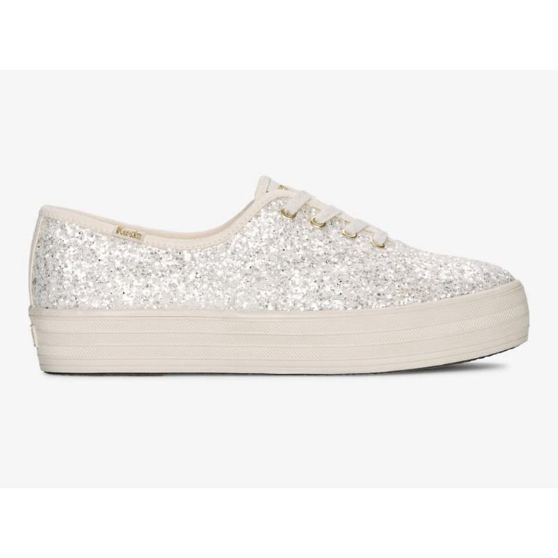 Keds The Plattform Glitter Celebration Lace Ups Damen Weiß Weiß | 72135DWAR