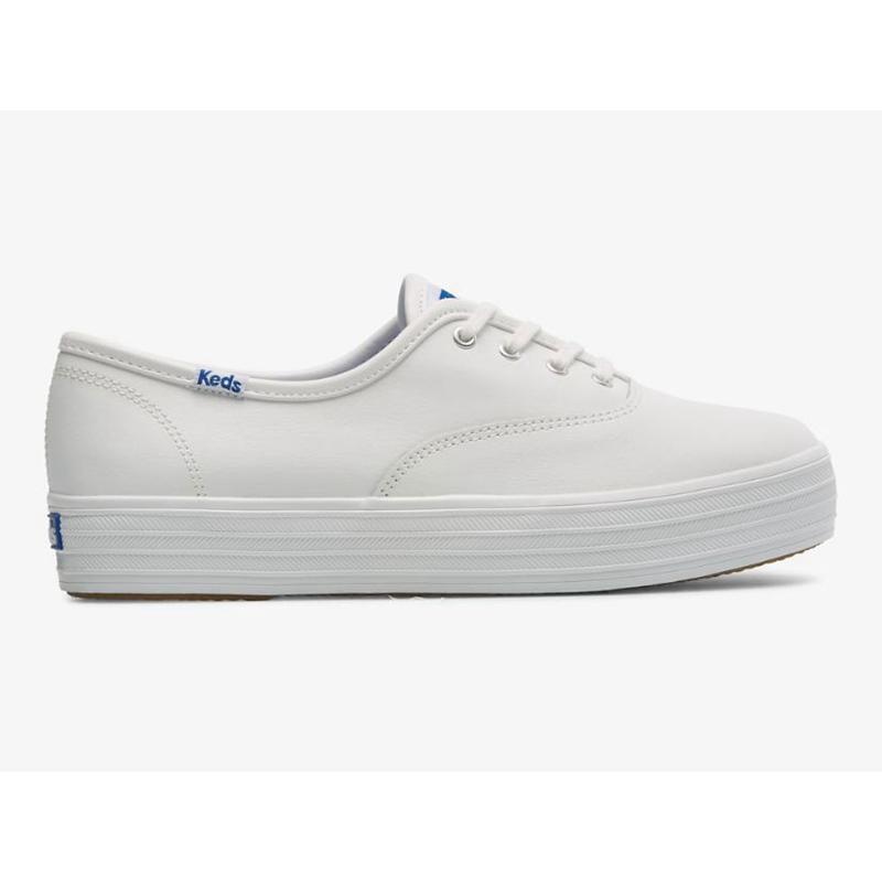 Keds The Plattform Leder Lace Ups Damen Weiß | 50819CXOD