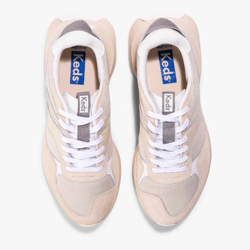 Keds Tiasa Retro Runner Cream Canvas Damen Navajowhite | 35970DUIM