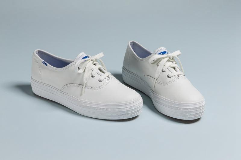 Keds Triple CVO Leder Leather Sneakers Damen Weiß | 32870XIGS