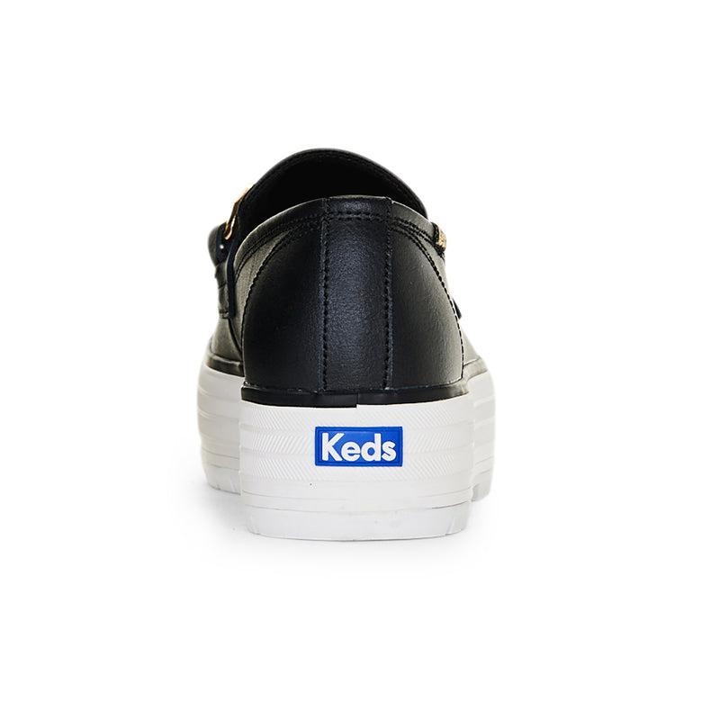 Keds Triple Decker Loafer Lug Leder Chain Applique Leather Sneakers Damen Black/Gold | 67350NQIK