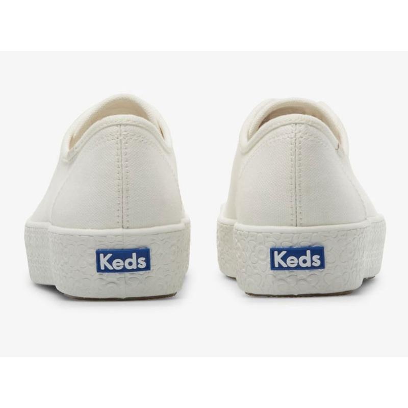 Keds Triple Kick Canvas Emboss Foxing Lace Ups Damen Weiß | 41378NAGC