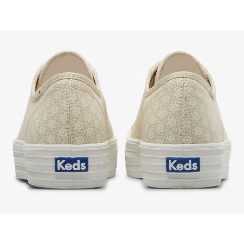 Keds Triple Kick Canvas Floral Print Lace Ups Damen Weiß | 59014HDUJ