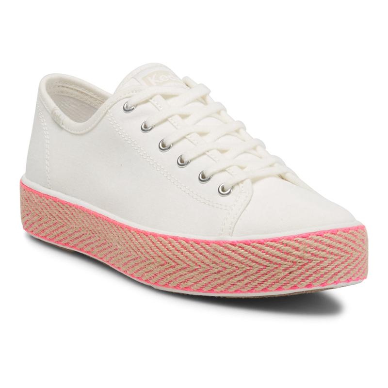 Keds Triple Kick Canvas Jute Foxing Canvas Damen Rosa | 52180JRID