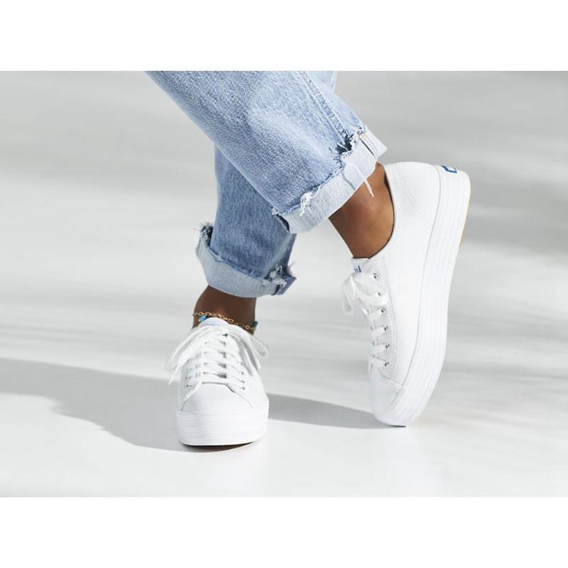 Keds Triple Kick Leather Sneakers Damen Weiß | 92764ENGJ