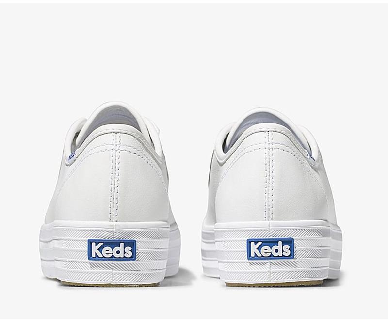 Keds Triple Kick Leder Platform Sneakers Damen Weiß | 13407SJMD