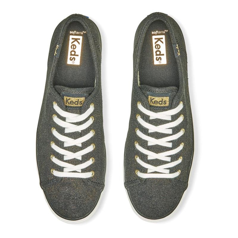 Keds Triple Kick Metallic Canvas Damen Black/Gold | 36154QHRK