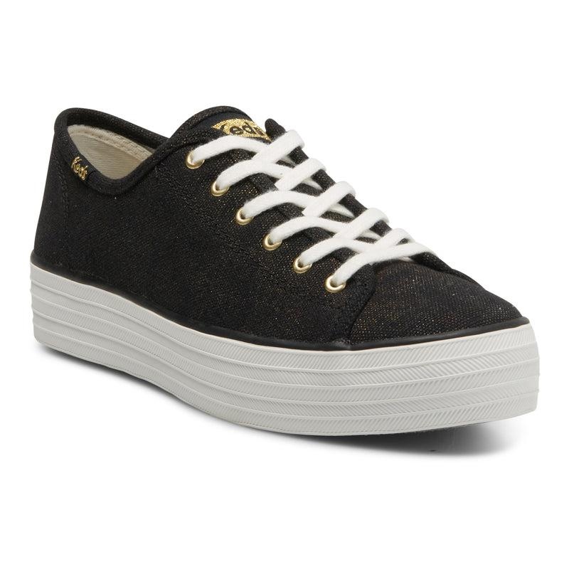 Keds Triple Kick Metallic Canvas Damen Black/Gold | 36154QHRK