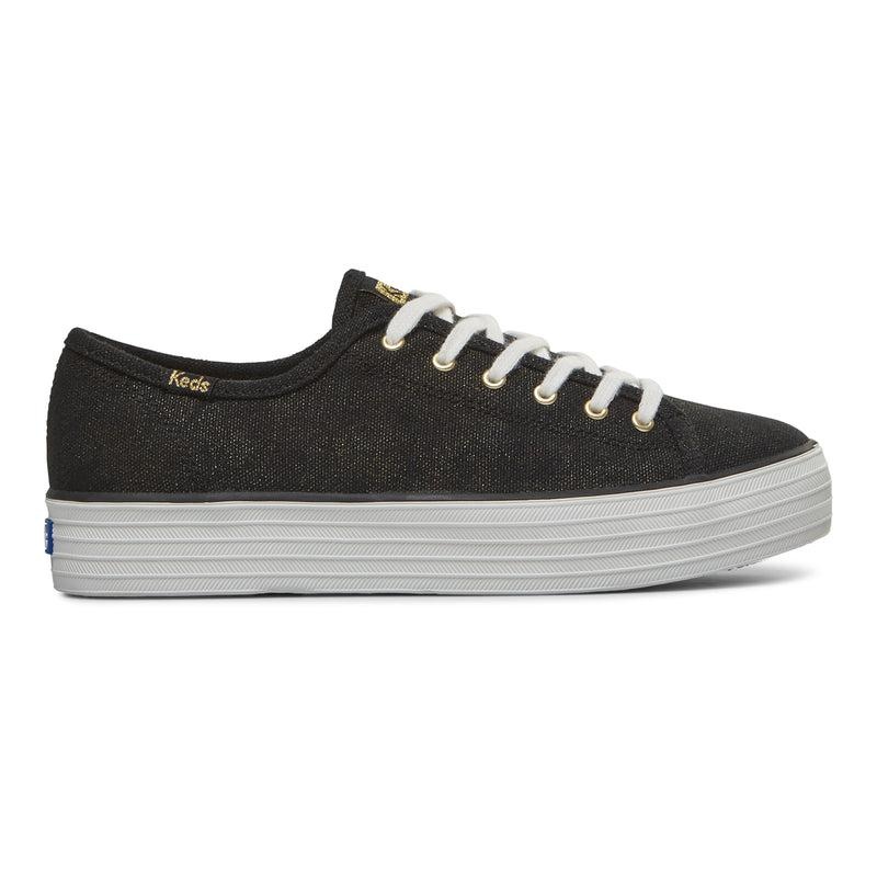 Keds Triple Kick Metallic Canvas Damen Black/Gold | 36154QHRK