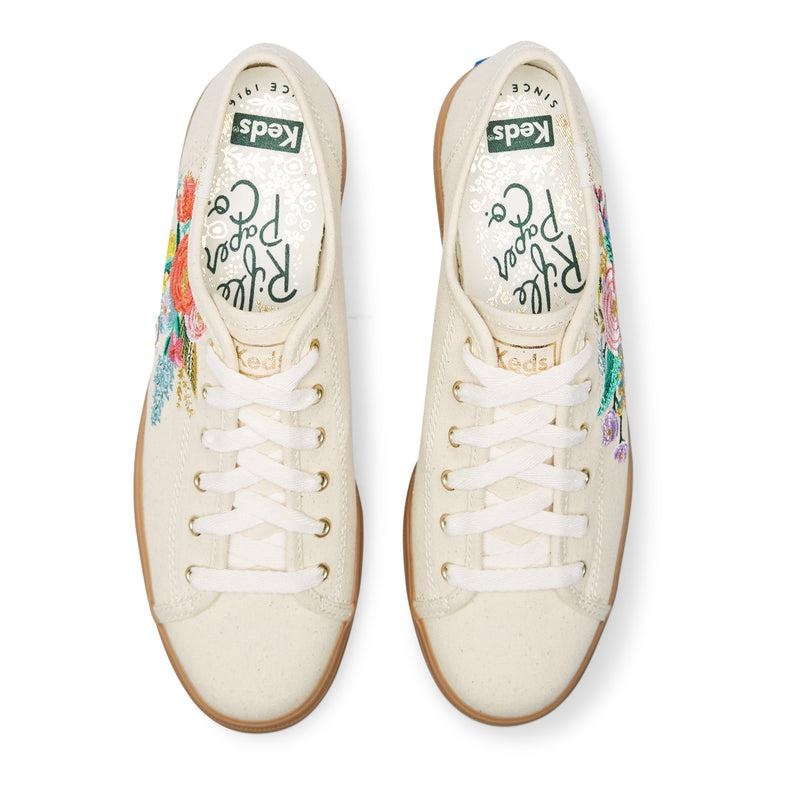 Keds Triple Kick Rifle Paper Co. Embroidered Garden Party Linen Prints Damen Weiß | 21384MOZC