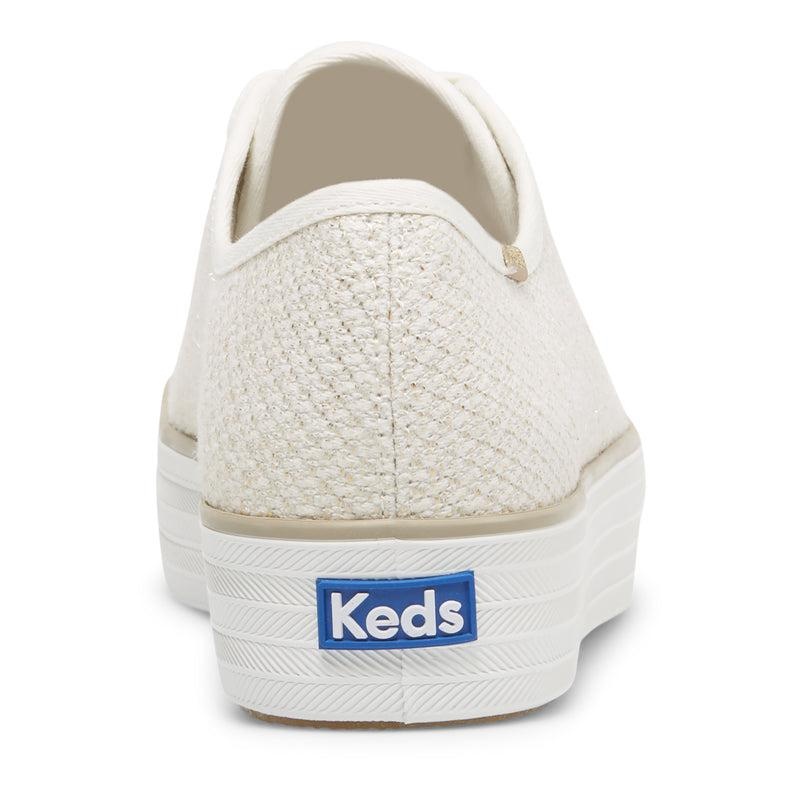 Keds Triple Kick Woven Cream Canvas Platform Sneakers Damen Cream/Gold | 94235YPEZ