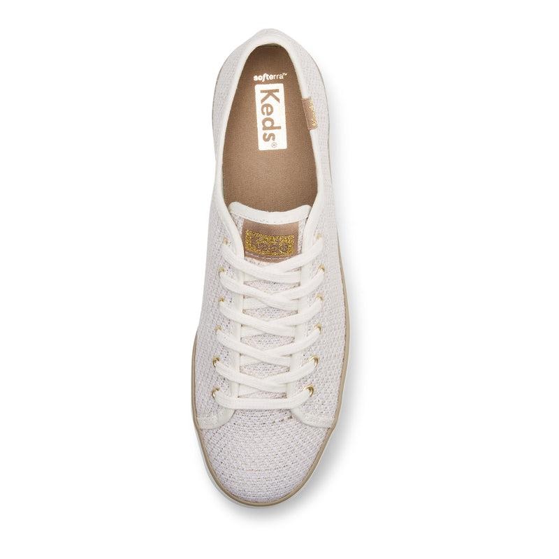 Keds Triple Kick Woven Cream Canvas Platform Sneakers Damen Cream/Gold | 94235YPEZ