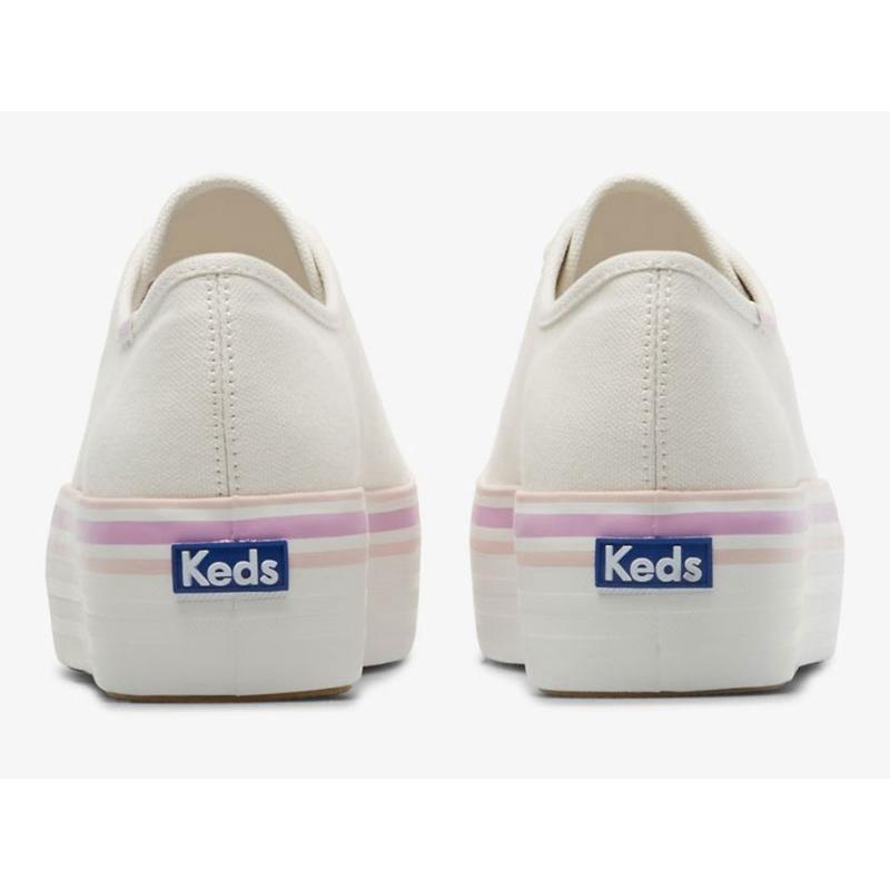 Keds Triple Up Canvas Foxing Stripe Lace Ups Damen Weiß | 70148VJIK