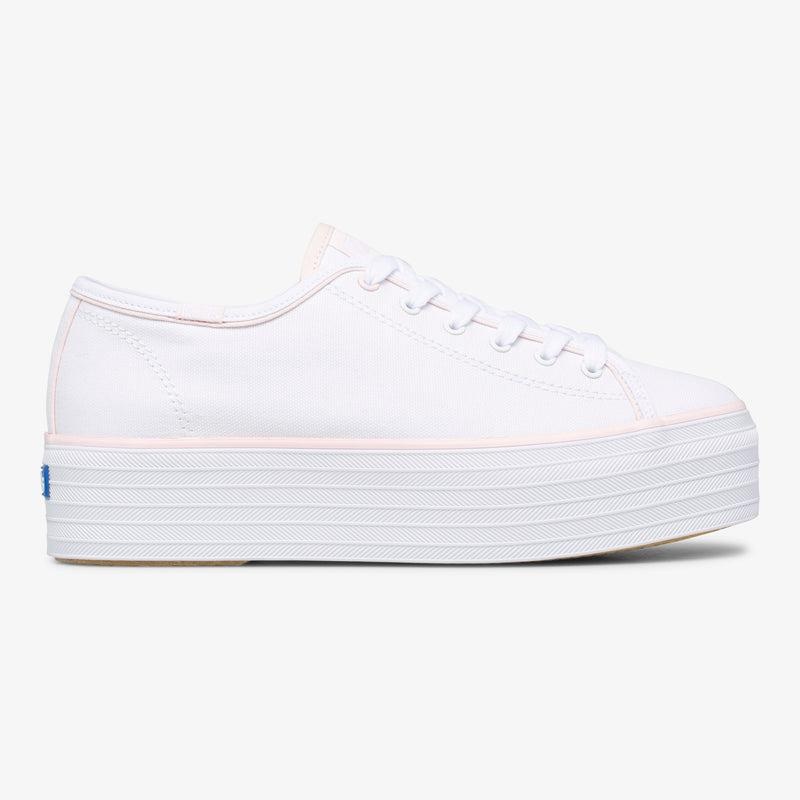 Keds Triple Up Hits/Pink Canvas Canvas Damen White/Pink | 83107UBHV