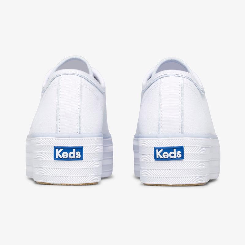 Keds Triple Up Hits Canvas Platform Sneakers Damen White/Blue | 09138ZVJK