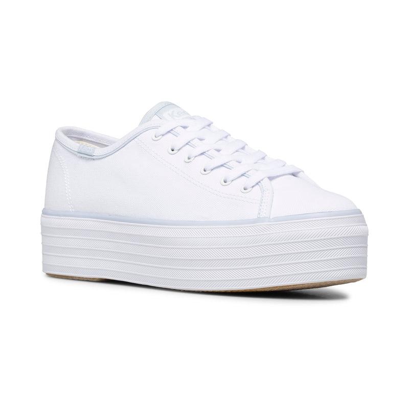 Keds Triple Up Hits Canvas Platform Sneakers Damen White/Blue | 09138ZVJK