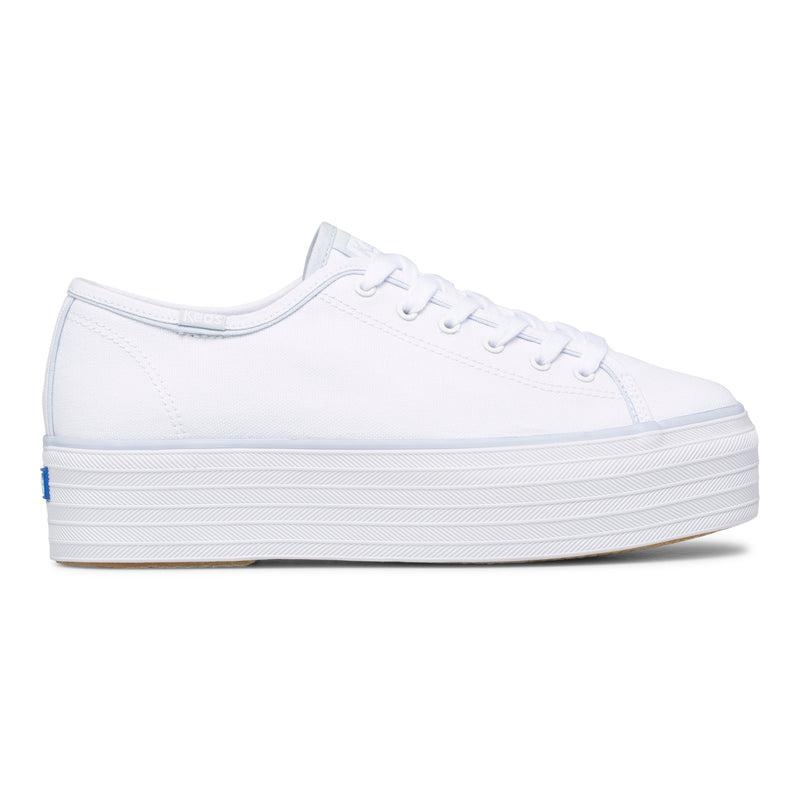 Keds Triple Up Hits Canvas Platform Sneakers Damen White/Blue | 09138ZVJK