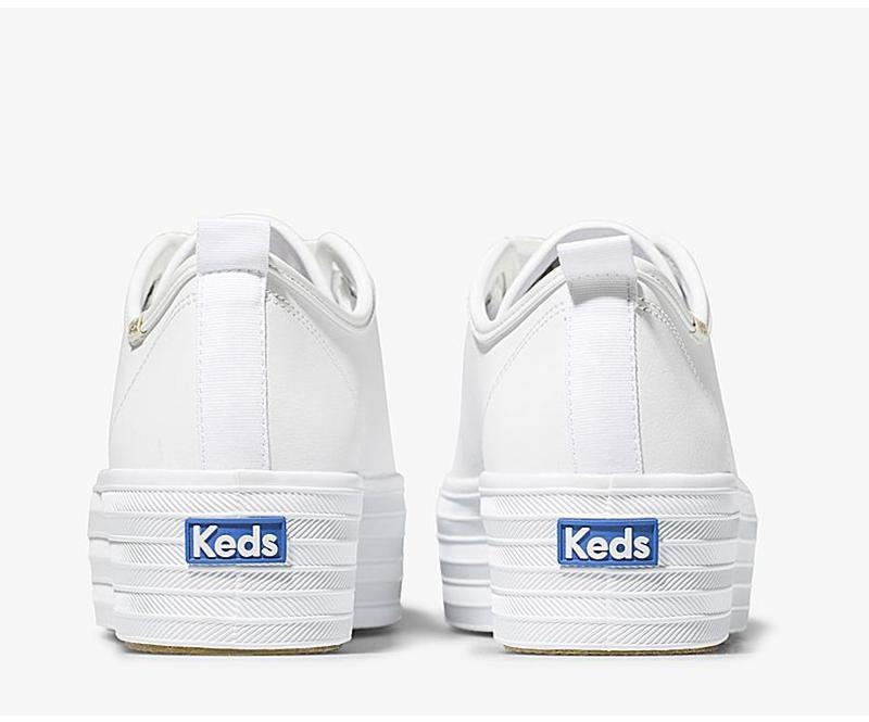 Keds Triple Up Leder Platform Sneakers Damen Weiß | 80736HOXI